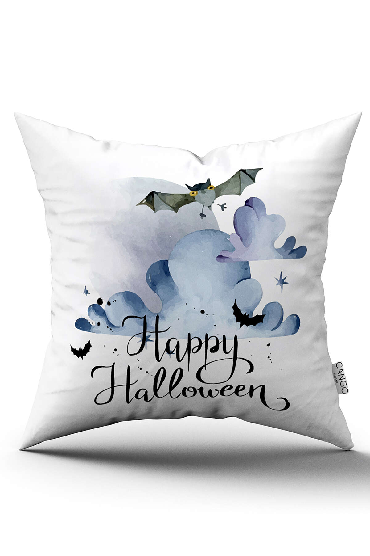CGH742_01 Turuncu Halloween Balkabağı Desenli Dijital Baskılı Kırlent Kılıfı CGH742 - Görsel 1