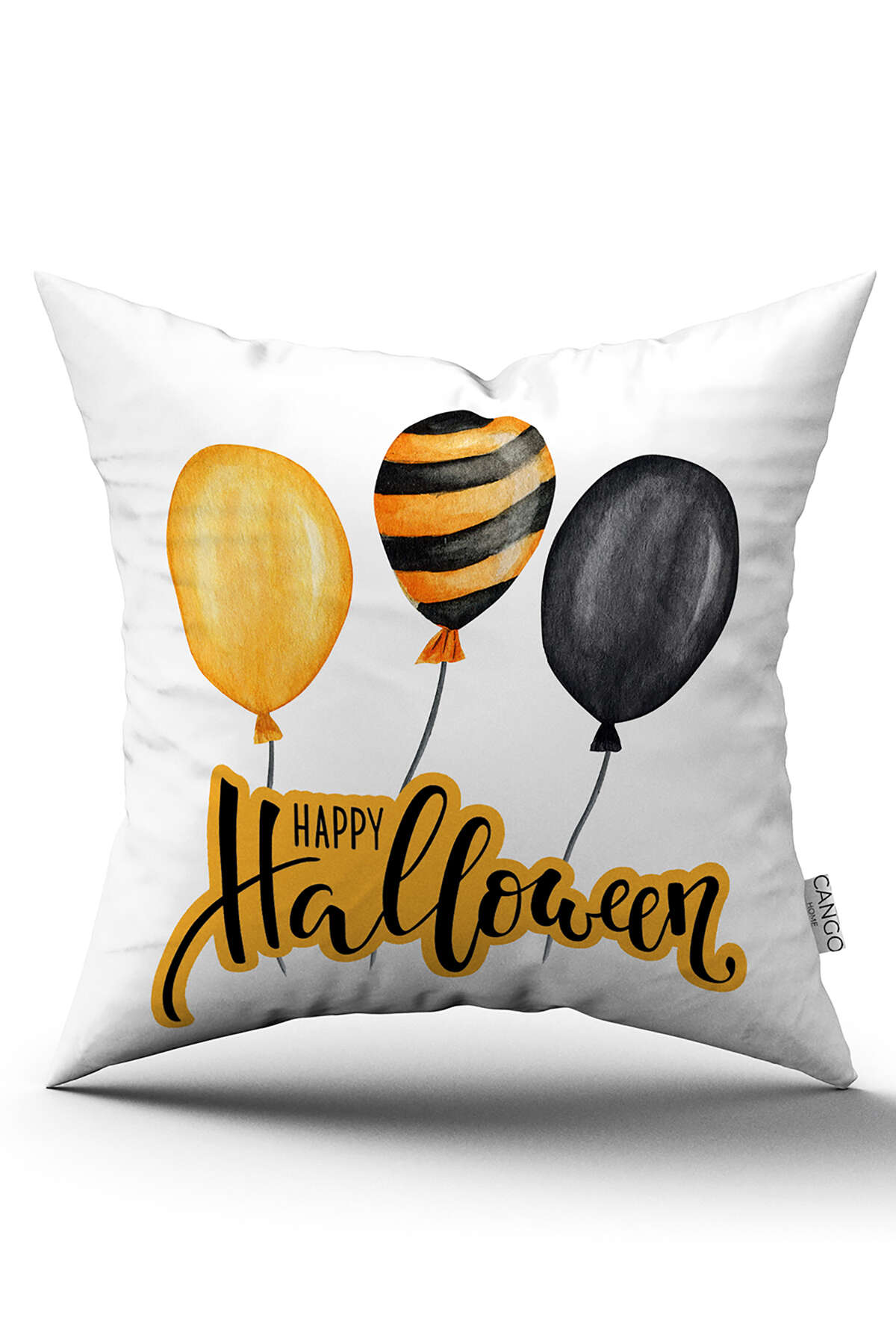 CGH745_01 Turuncu Halloween Balkabağı Desenli Dijital Baskılı Kırlent Kılıfı CGH745 - Görsel 1