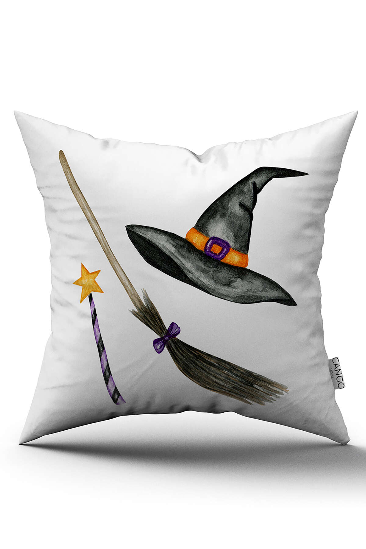 CGH748_01 Turuncu Halloween Balkabağı Desenli Dijital Baskılı Kırlent Kılıfı CGH748 - Görsel 1