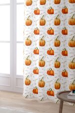 Turuncu Halloween Balkabağı Desenli Dijital Baskılı Perde CGH749-PR - Görsel 2