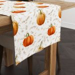 Turuncu Halloween Balkabağı Desenli Dijital Baskılı Runner CGH749-RN