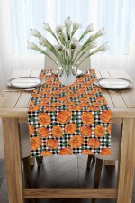 Turuncu Halloween Balkabağı Desenli Dijital Baskılı Runner CGH751-RN - Görsel 2