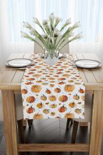 Turuncu Halloween Balkabağı Desenli Dijital Baskılı Runner CGH753-RN - Görsel 2
