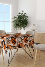 Turuncu Halloween Balkabağı Desenli Dijital Baskılı Masaörtüsü CGH755-MS - Görsel 2