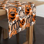 Turuncu Halloween Balkabağı Desenli Dijital Baskılı Runner CGH755-RN