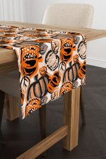 Turuncu Halloween Balkabağı Desenli Dijital Baskılı Runner CGH755-RN