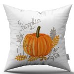 Turuncu Halloween Balkabağı Desenli Dijital Baskılı Kırlent Kılıfı CGH756