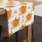 Turuncu Halloween Balkabağı Desenli Dijital Baskılı Runner CGH759-RN