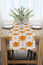 Turuncu Halloween Balkabağı Desenli Dijital Baskılı Runner CGH759-RN - Görsel 2