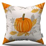 Turuncu Halloween Balkabağı Desenli Dijital Baskılı Kırlent Kılıfı CGH759