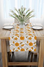 Turuncu Halloween Balkabağı Desenli Dijital Baskılı Runner CGH760-RN - Görsel 2