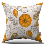 Turuncu Halloween Balkabağı Desenli Dijital Baskılı Kırlent Kılıfı CGH760