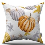 Turuncu Halloween Balkabağı Desenli Dijital Baskılı Kırlent Kılıfı CGH765