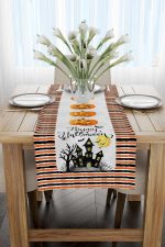 Turuncu Halloween Balkabağı Desenli Dijital Baskılı Runner CGH772-RN - Görsel 2