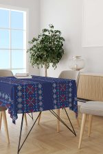 Kırmızı Mavi Yılbaşı Temalı Dijital Baskılı Masaörtüsü CGH838-MS - Görsel 2