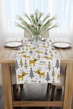 Sarı Gri Yılbaşı Temalı Dijital Baskılı Runner CGH843-RN - Görsel 2