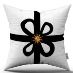 Sarı Siyah Yılbaşı Temalı Dijital Baskılı Kırlent Kılıfı CGH887