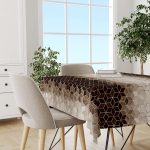 Kahverengi Altın Mozaik Desenli Dijital Baskılı Masa Örtüsü CGH924