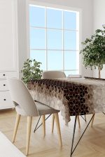 Kahverengi Altın Mozaik Desenli Dijital Baskılı Masa Örtüsü CGH924
