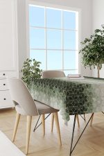 Yeşil Altın Mozaik Desenli Dijital Baskılı Masa Örtüsü CGH925