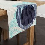 Krem Mavi Modern Desenli  Dijital Baskılı Runner CGH929-RN