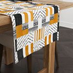 Sarı Gri Geometrik Modern Bohem  Dijital Baskılı Runner CGH930-RN