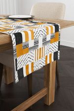 Sarı Gri Geometrik Modern Bohem  Dijital Baskılı Runner CGH930-RN