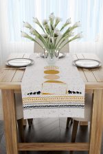 Sarı Krem Bohem Tarz Fil Desenli Dijital Baskılı Runner CGH938-RN - Görsel 2