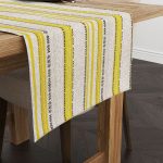Sarı Krem Etnik Çizgili Desenli Desenli Dijital Baskılı Runner CGH942-RN