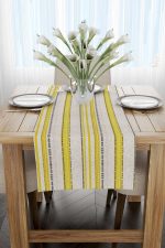 Sarı Krem Etnik Çizgili Desenli Desenli Dijital Baskılı Runner CGH942-RN - Görsel 2