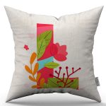 Krem Kırmızı Modern Sevgililer Günü Temalı Dijital Baskılı Kırlent Kılıfı CGH956