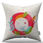 Krem Kırmızı Modern Sevgililer Günü Temalı Dijital Baskılı Kırlent Kılıfı CGH957