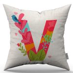 Krem Kırmızı Modern Sevgililer Günü Temalı Dijital Baskılı Kırlent Kılıfı CGH958