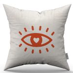 Krem Kırmızı Modern Sevgililer Günü Temalı Dijital Baskılı Kırlent Kılıfı CGH960