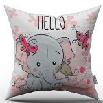 Pembe Hello Filli Dijital Baskılı Çocuk Kırlent Yastık Kılıfı  - CHCCK07