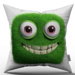 Yeşil Smile Dijital Baskılı Çocuk Kırlent Yastık Kılıfı  - CHCCK09