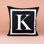 Harfli Kırlent Yastık Kılıfı K Harfi - 43x43 cm