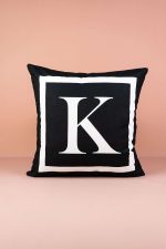 Harfli Kırlent Yastık Kılıfı K Harfi - 43x43 cm
