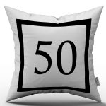 Siyah Beyaz Rakamlı Dijital Baskı Kırlent Kılıfı 50