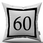 Siyah Beyaz Rakamlı Dijital Baskı Kırlent Kılıfı 60