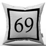 Siyah Beyaz Rakamlı Dijital Baskı Kırlent Kılıfı 69
