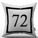 Siyah Beyaz Rakamlı Dijital Baskı Kırlent Kılıfı 72