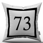 Siyah Beyaz Rakamlı Dijital Baskı Kırlent Kılıfı 73