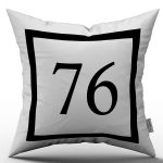 Siyah Beyaz Rakamlı Dijital Baskı Kırlent Kılıfı 76