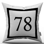 Siyah Beyaz Rakamlı Dijital Baskı Kırlent Kılıfı 78