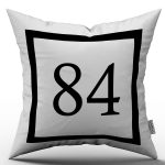 Siyah Beyaz Rakamlı Dijital Baskı Kırlent Kılıfı 84