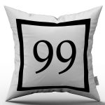 Siyah Beyaz Rakamlı Dijital Baskı Kırlent Kılıfı 99