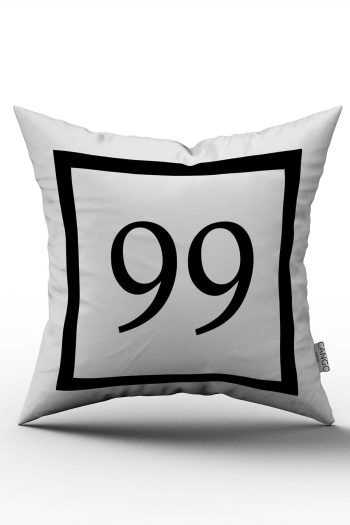 Siyah Beyaz Rakamlı Dijital Baskı Kırlent Kılıfı 99