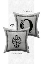Çift Taraflı Dijital Baskılı Harfli Kırlent Kılıfı  Q Harfi - Görsel 2