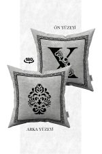 Çift Taraflı Dijital Baskılı Harfli Kırlent Kılıfı  X Harfi - Görsel 2